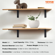 Shelf Bracket, Heavy Duty Floating Shelf Brackets 25.6 x 15.5 cm, 4 Pcs Brackets for Shelves, 5mm Thick Matte V952-SJZJGBZJYGHW5ZTBVV0
