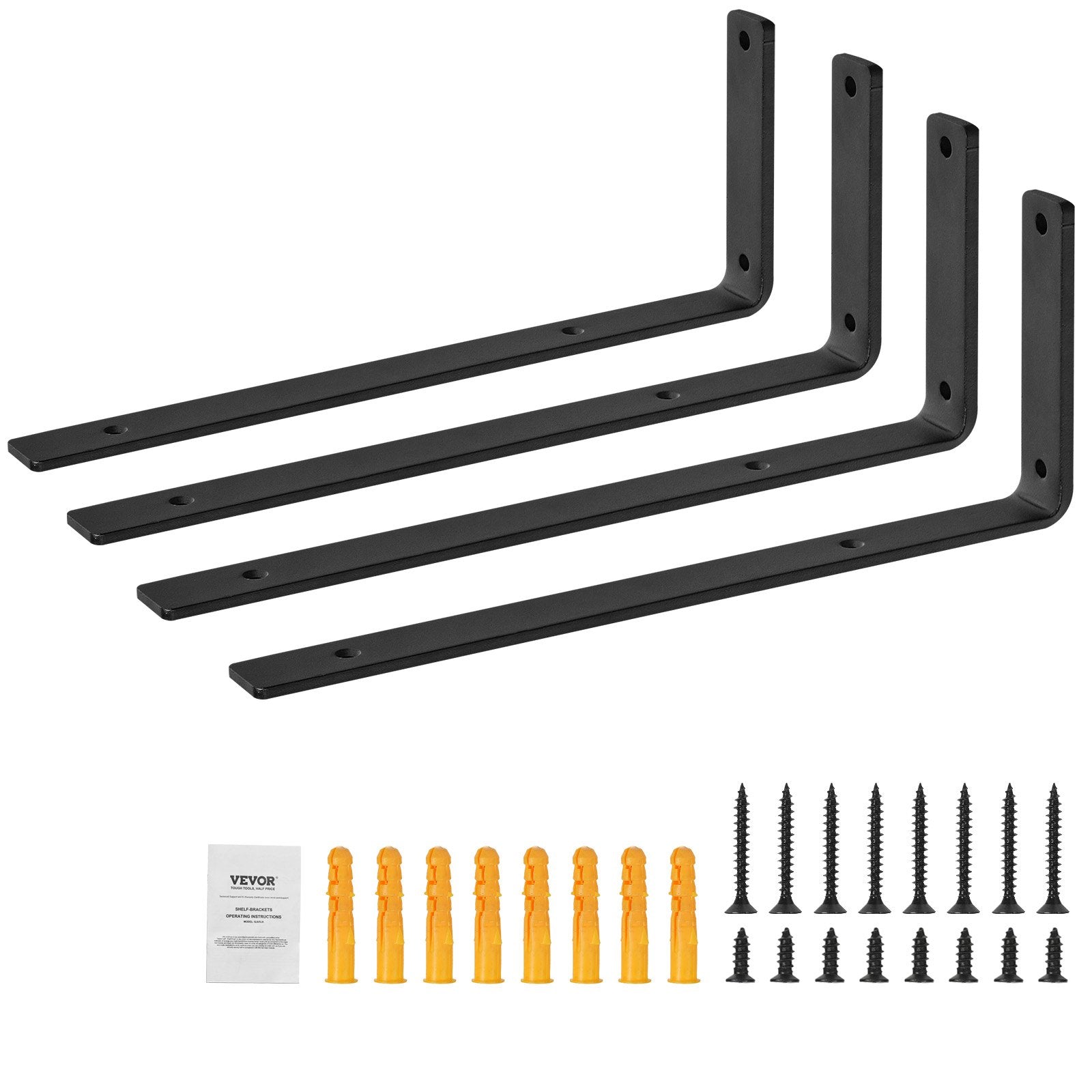 Shelf Bracket, Heavy Duty Floating Shelf Brackets 25.6 x 15.5 cm, 4 Pcs Brackets for Shelves, 5mm Thick Matte V952-SJZJGBZJYGHW5ZTBVV0
