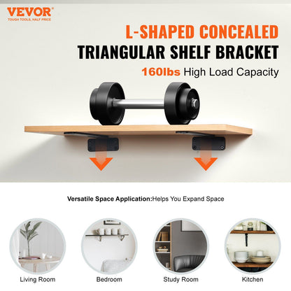 Shelf Bracket, 26.1cmL x 10cmW x 4.5cmH, 6 Pcs Heavy Duty Floating Shelf Brackets, Brackets for Shelves, 5mm V952-SJZJGBZJYGHW8B1EKV0