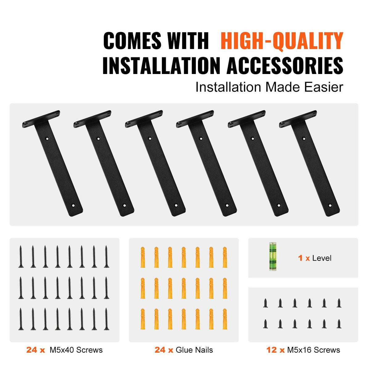 Shelf Bracket, 26.1cmL x 10cmW x 4.5cmH, 6 Pcs Heavy Duty Floating Shelf Brackets, Brackets for Shelves, 5mm V952-SJZJGBZJYGHW8B1EKV0