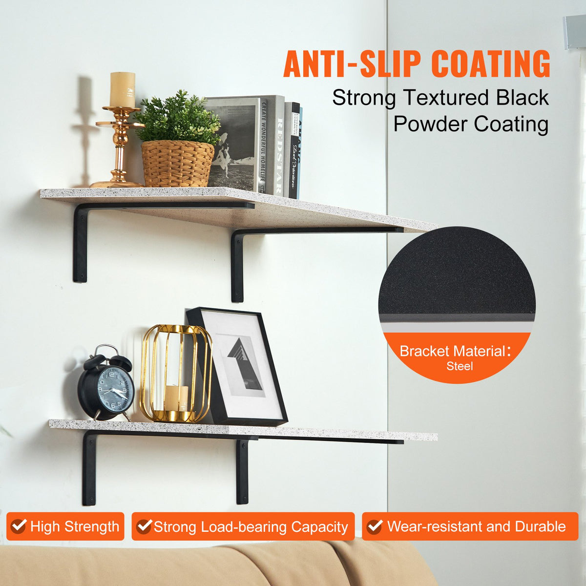 Shelf Bracket, 41 x 15.5 cm 4 Pcs, Heavy Duty Floating Shelf Brackets, Brackets for Shelves, 10mm Thick Matte V952-SJZJGBZJYGHWJF4D6V0