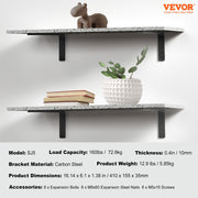 Shelf Bracket, 41 x 15.5 cm 4 Pcs, Heavy Duty Floating Shelf Brackets, Brackets for Shelves, 10mm Thick Matte V952-SJZJGBZJYGHWJF4D6V0