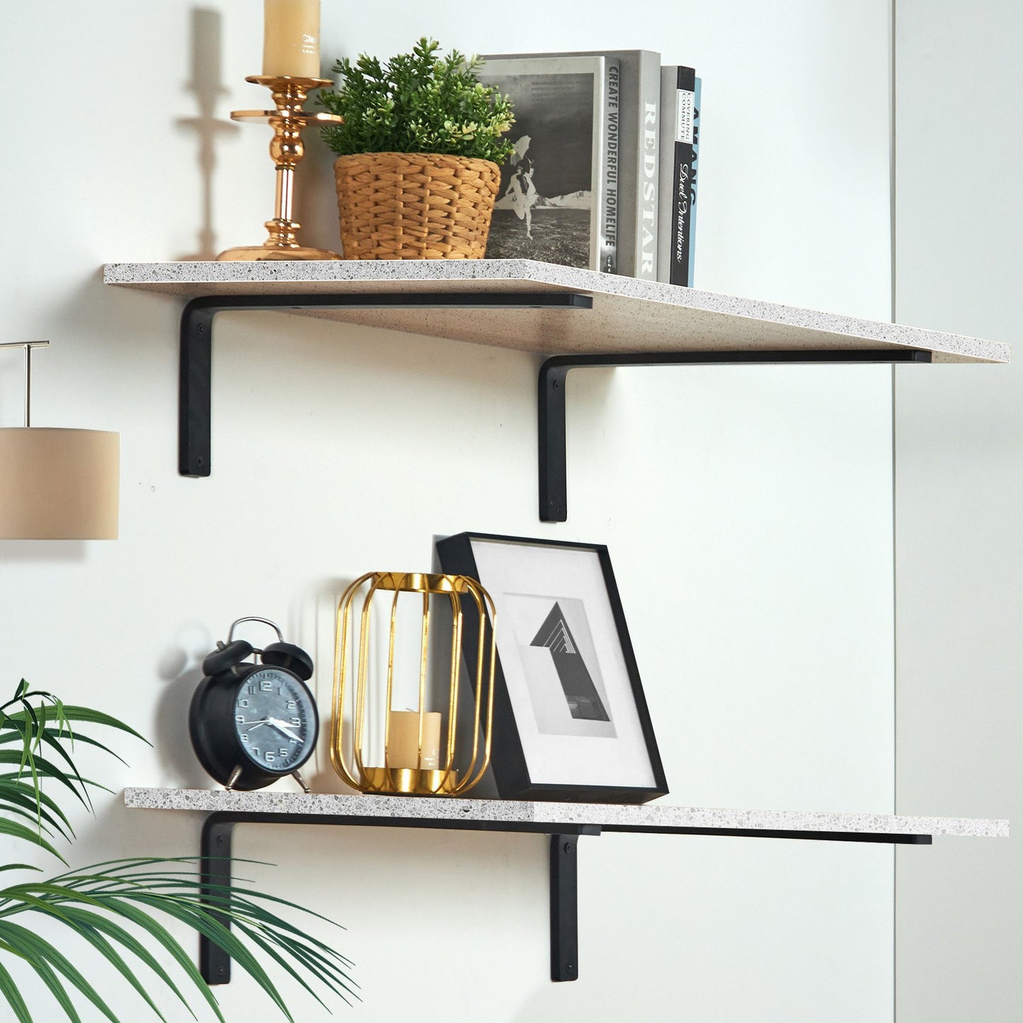 Shelf Bracket, 41 x 15.5 cm 4 Pcs, Heavy Duty Floating Shelf Brackets, Brackets for Shelves, 10mm Thick Matte V952-SJZJGBZJYGHWJF4D6V0