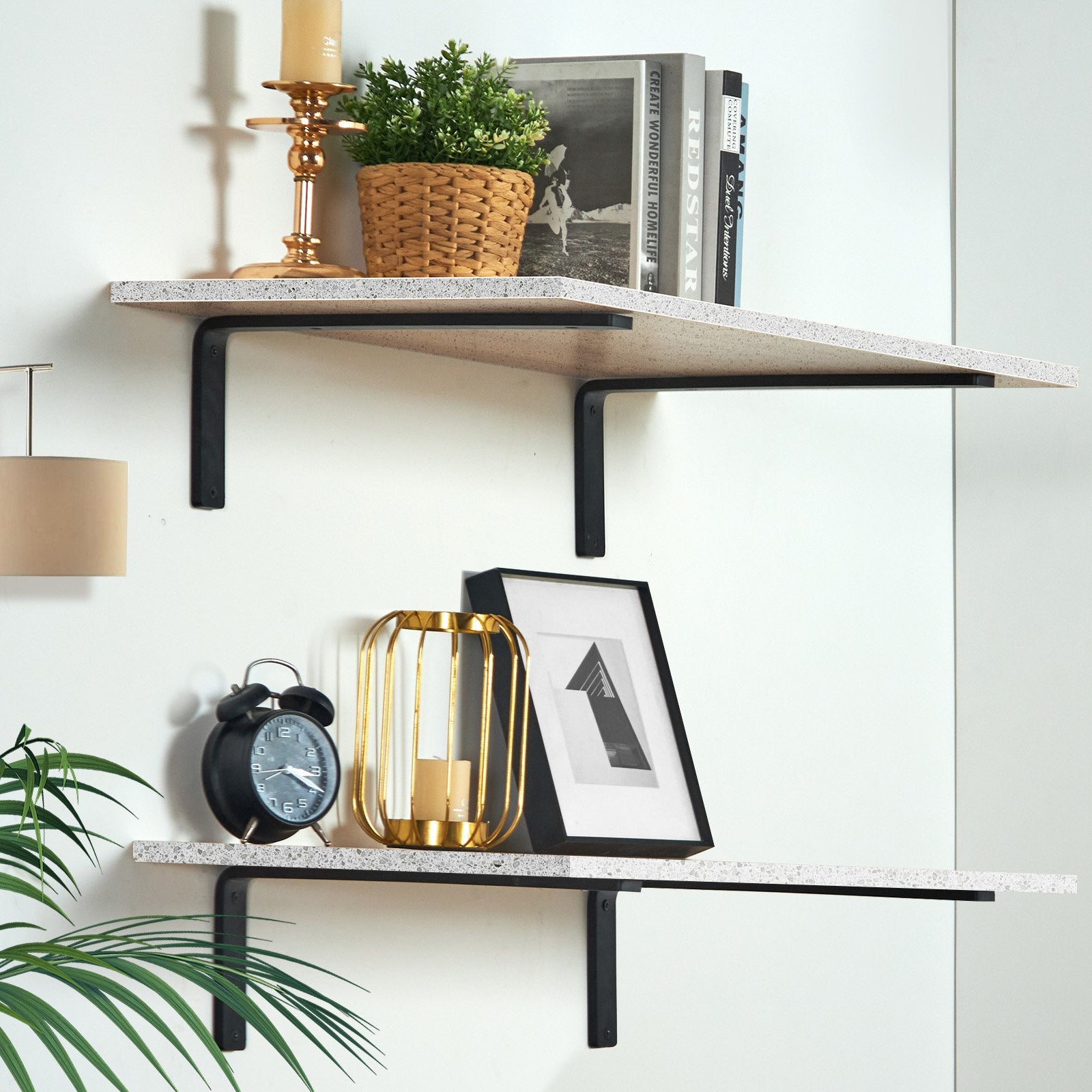 Shelf Bracket, 41 x 15.5 cm 4 Pcs, Heavy Duty Floating Shelf Brackets, Brackets for Shelves, 10mm Thick Matte V952-SJZJGBZJYGHWJF4D6V0