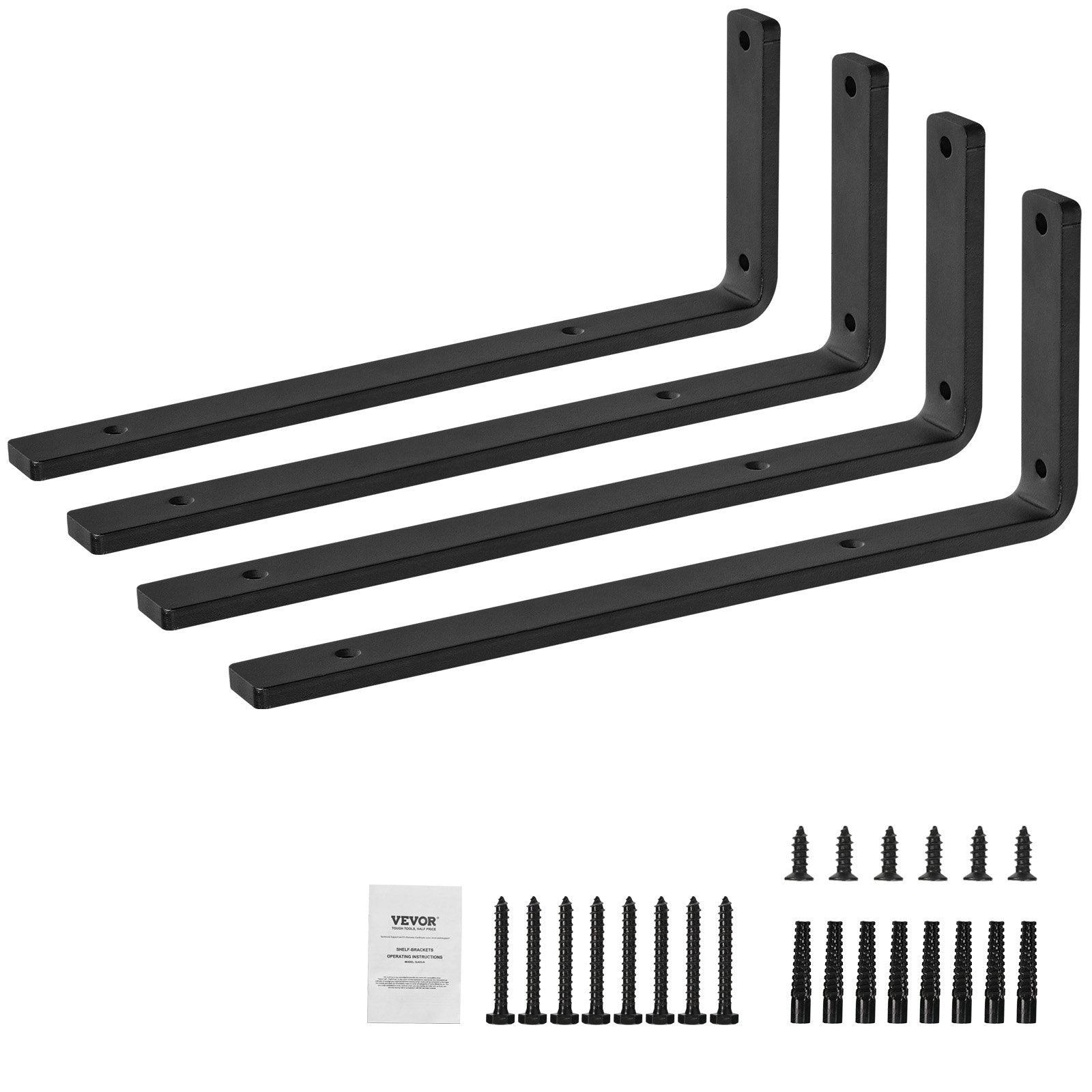 Shelf Bracket, 41 x 15.5 cm 4 Pcs, Heavy Duty Floating Shelf Brackets, Brackets for Shelves, 10mm Thick Matte V952-SJZJGBZJYGHWJF4D6V0