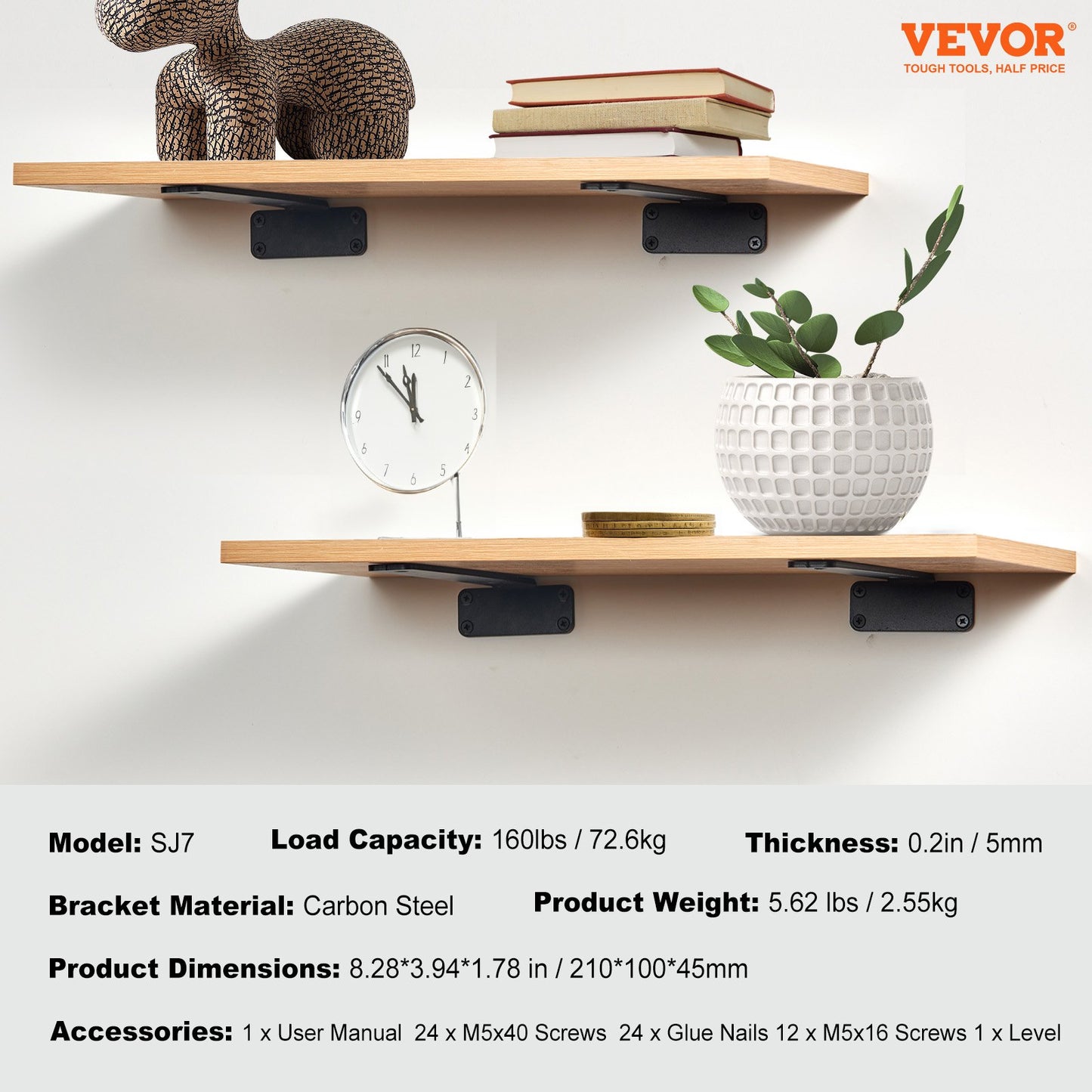 Shelf Bracket, 21cmL x 10cmW x 4.5cmH 6 Pcs, Heavy Duty Floating Shelf Brackets, Brackets for Shelves, 5mm V952-SJZJGBZJYGHWMVHQJV0