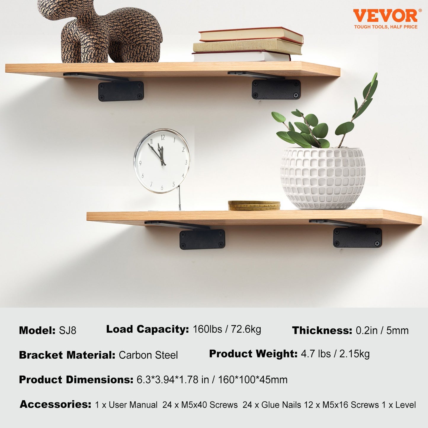 Shelf Bracket, 16cmL x 10cmW x 4.5cmH 6 Pcs, Heavy Duty Floating Shelf Brackets, Brackets for Shelves, 5mm V952-SJZJGBZJYGHWOM9OXV0