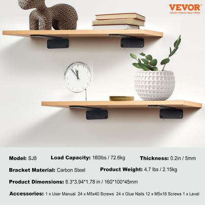 Shelf Bracket, 16cmL x 10cmW x 4.5cmH 6 Pcs, Heavy Duty Floating Shelf Brackets, Brackets for Shelves, 5mm V952-SJZJGBZJYGHWOM9OXV0