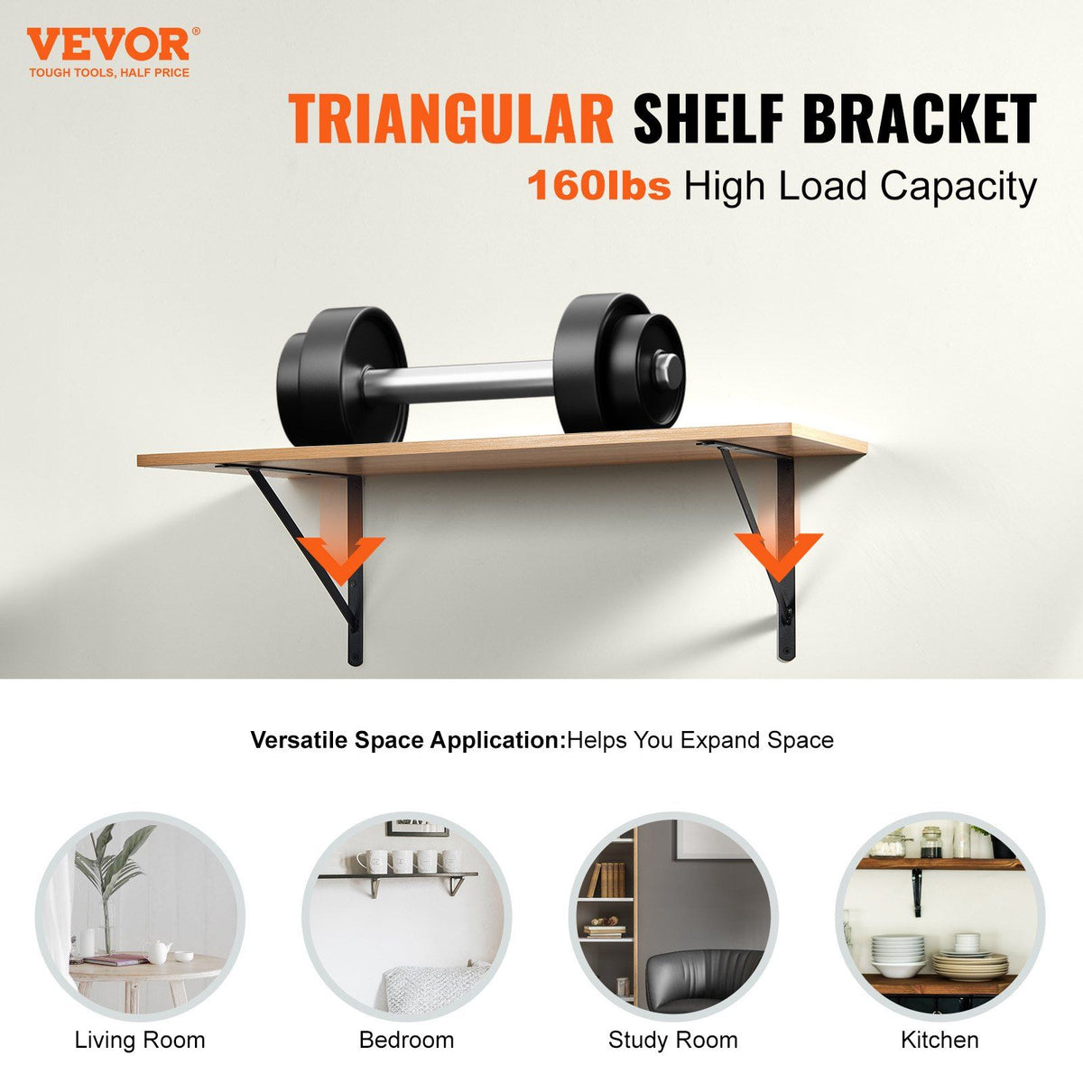 Shelf Bracket, 46 x 30.5 cm 12 Pcs, Heavy Duty Floating Shelf Brackets, Brackets for Shelves, 3mm Thick Matte V952-SJZJGBZJYGHWULB3QV0