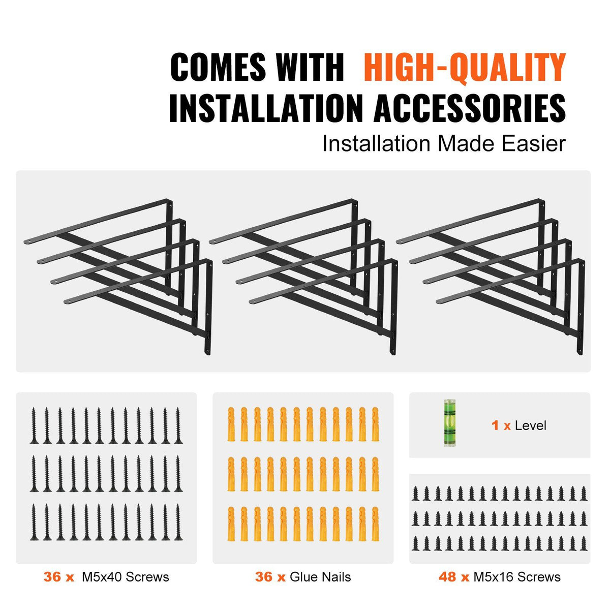 Shelf Bracket, 46 x 30.5 cm 12 Pcs, Heavy Duty Floating Shelf Brackets, Brackets for Shelves, 3mm Thick Matte V952-SJZJGBZJYGHWULB3QV0