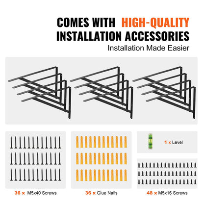 Shelf Bracket, 46 x 30.5 cm 12 Pcs, Heavy Duty Floating Shelf Brackets, Brackets for Shelves, 3mm Thick Matte V952-SJZJGBZJYGHWULB3QV0