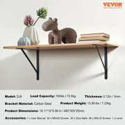 Shelf Bracket, 46 x 30.5 cm 12 Pcs, Heavy Duty Floating Shelf Brackets, Brackets for Shelves, 3mm Thick Matte V952-SJZJGBZJYGHWULB3QV0