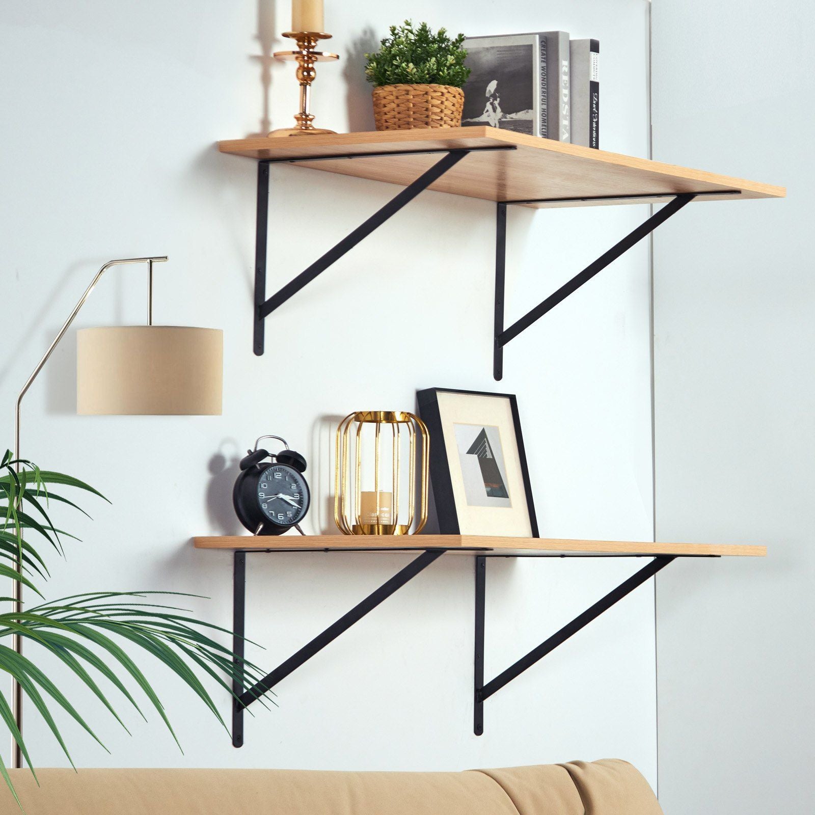 Shelf Bracket, 46 x 30.5 cm 12 Pcs, Heavy Duty Floating Shelf Brackets, Brackets for Shelves, 3mm Thick Matte V952-SJZJGBZJYGHWULB3QV0