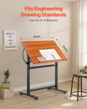 Drafting Table Adjustable 0 degrees-90 degrees Tilt Wooden Drawing Desk with H-Frame V952-SJZMZBDDZBDC3SG4Z001V0
