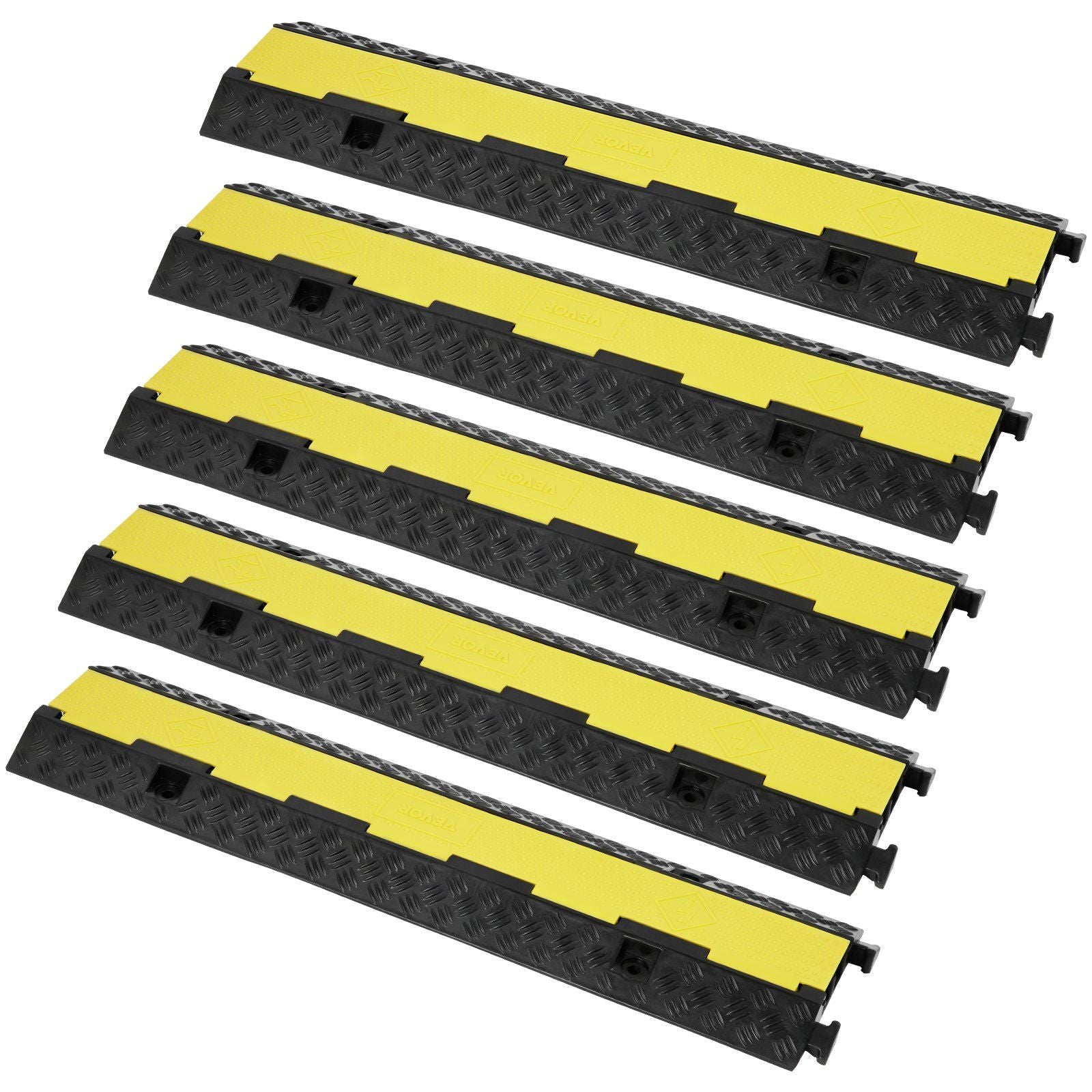 5 PCs Rubber Cable Protector Ramp, 2 Channel, 12000 lbs/axle Capacity Heavy Duty Hose Wire Cover Ramp V952-SKCDL52WH1111U72JV0