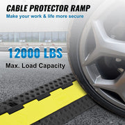 5 PCs Rubber Cable Protector Ramp, 2 Channel, 12000 lbs/axle Capacity Heavy Duty Hose Wire Cover Ramp V952-SKCDL52WH1111U72JV0