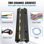 5 PCs Rubber Cable Protector Ramp, 2 Channel, 12000 lbs/axle Capacity Heavy Duty Hose Wire Cover Ramp V952-SKCDL52WH1111U72JV0