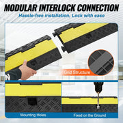 5 PCs Rubber Cable Protector Ramp, 2 Channel, 12000 lbs/axle Capacity Heavy Duty Hose Wire Cover Ramp V952-SKCDL52WH1111U72JV0