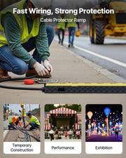 Cable Protector Ramp, 9,979 kg/axle Capacity, 2 Channel Heavy Duty TPU Cord Hose Wire Cover, 31 x 28 mm V952-SKCDLBHPD2CTEZB4B001V0
