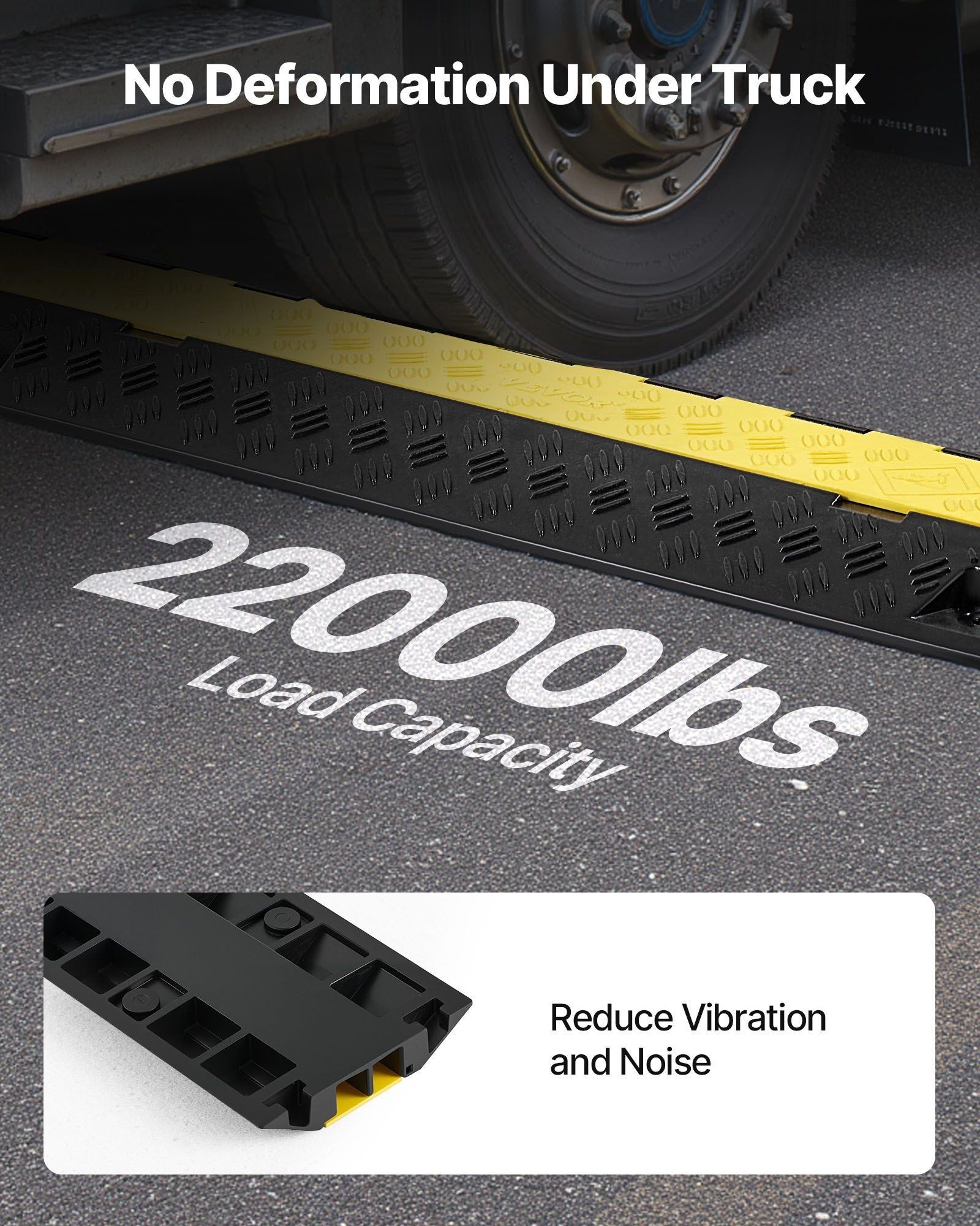 Cable Protector Ramp, 9,979 kg/axle Capacity, 2 Channel Heavy Duty TPU Cord Hose Wire Cover, 31 x 28 mm V952-SKCDLBHPD2CTEZB4B001V0