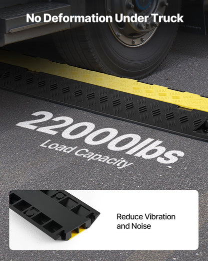 Cable Protector Ramp, 9,979 kg/axle Capacity, 2 Channel Heavy Duty TPU Cord Hose Wire Cover, 31 x 28 mm V952-SKCDLBHPD2CTEZB4B001V0