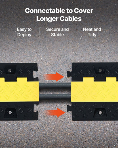 Cable Protector Ramp, 9,979 kg/axle Capacity, 2 Channel Heavy Duty TPU Cord Hose Wire Cover, 31 x 28 mm V952-SKCDLBHPD2CTEZB4B001V0