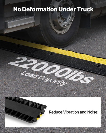 Cable Protector Ramp, 9,979 kg/axle Capacity, 2 Channel Heavy Duty Rubber Cord Hose Wire Cover, 55 x 50 mm V952-SKCDLBHPD2CXPE7OK001V0