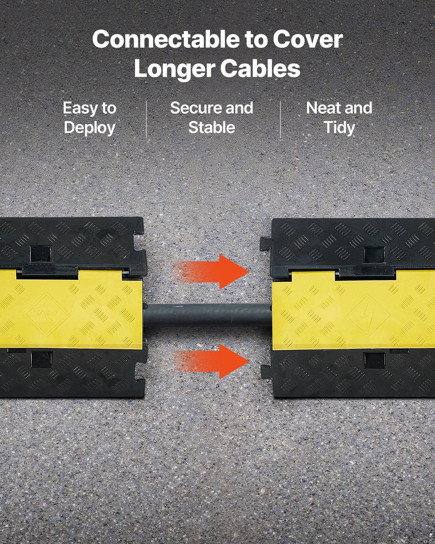 Cable Protector Ramp, 9,979 kg/axle Capacity, 2 Channel Heavy Duty Rubber Cord Hose Wire Cover, 55 x 50 mm V952-SKCDLBHPD2CXPE7OK001V0