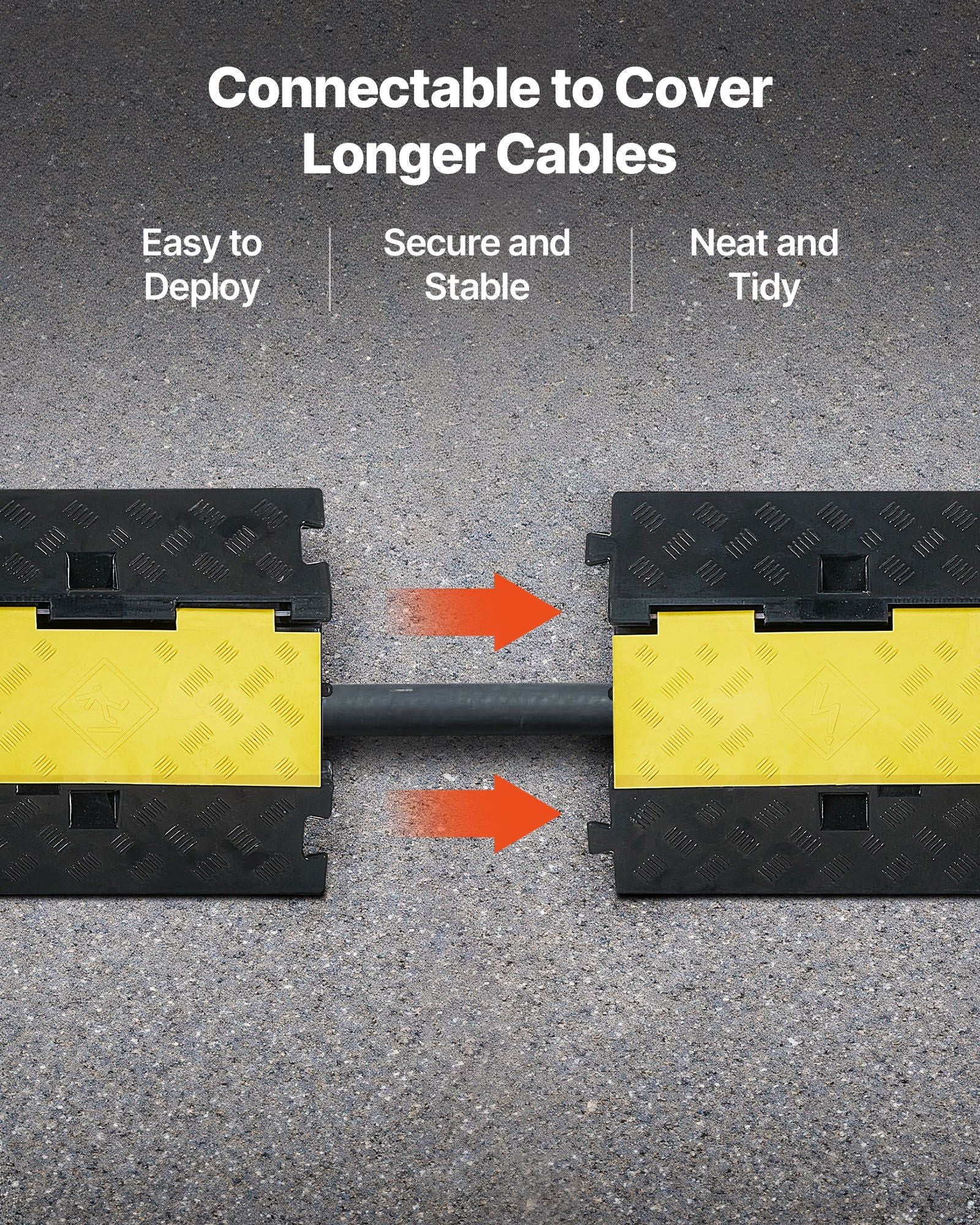 Cable Protector Ramp, 9,979 kg/axle Capacity, 2 Channel Heavy Duty Rubber Cord Hose Wire Cover, 55 x 50 mm V952-SKCDLBHPD2CXPE7OK001V0