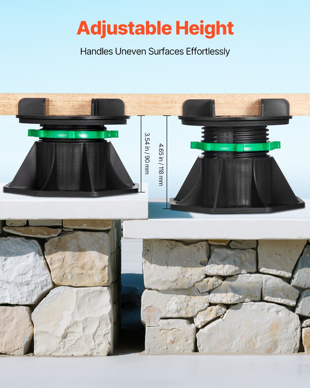 Deck Blocks 8 PCS, 2200 lbs / 997.90 kg Load Capacity Deck Support Plastic Pedestal Paver, Raising 3.54 - V952-SKCZCJZSKC606IPRZ001V0