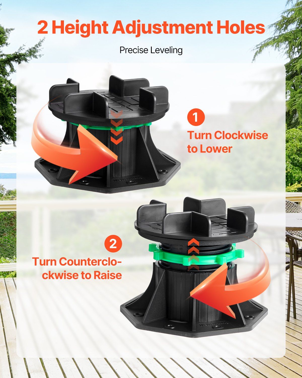 Deck Blocks 8 PCS, 2200 lbs / 997.90 kg Load Capacity Deck Support Plastic Pedestal Paver, Raising 3.54 - V952-SKCZCJZSKC606IPRZ001V0