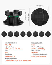 Deck Blocks 8 PCS, 2200 lbs / 997.90 kg Load Capacity Deck Support Plastic Pedestal Paver, Raising 3.54 - V952-SKCZCJZSKC606IPRZ001V0