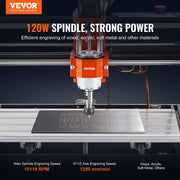 CNC Router Machine, 120W, 3 Axis GRBL Control Wood Engraving Carving Milling Machine Kit, 11.81 x 7.87 x 2.83 V952-SKDKJ3020CMURZ4TWV3