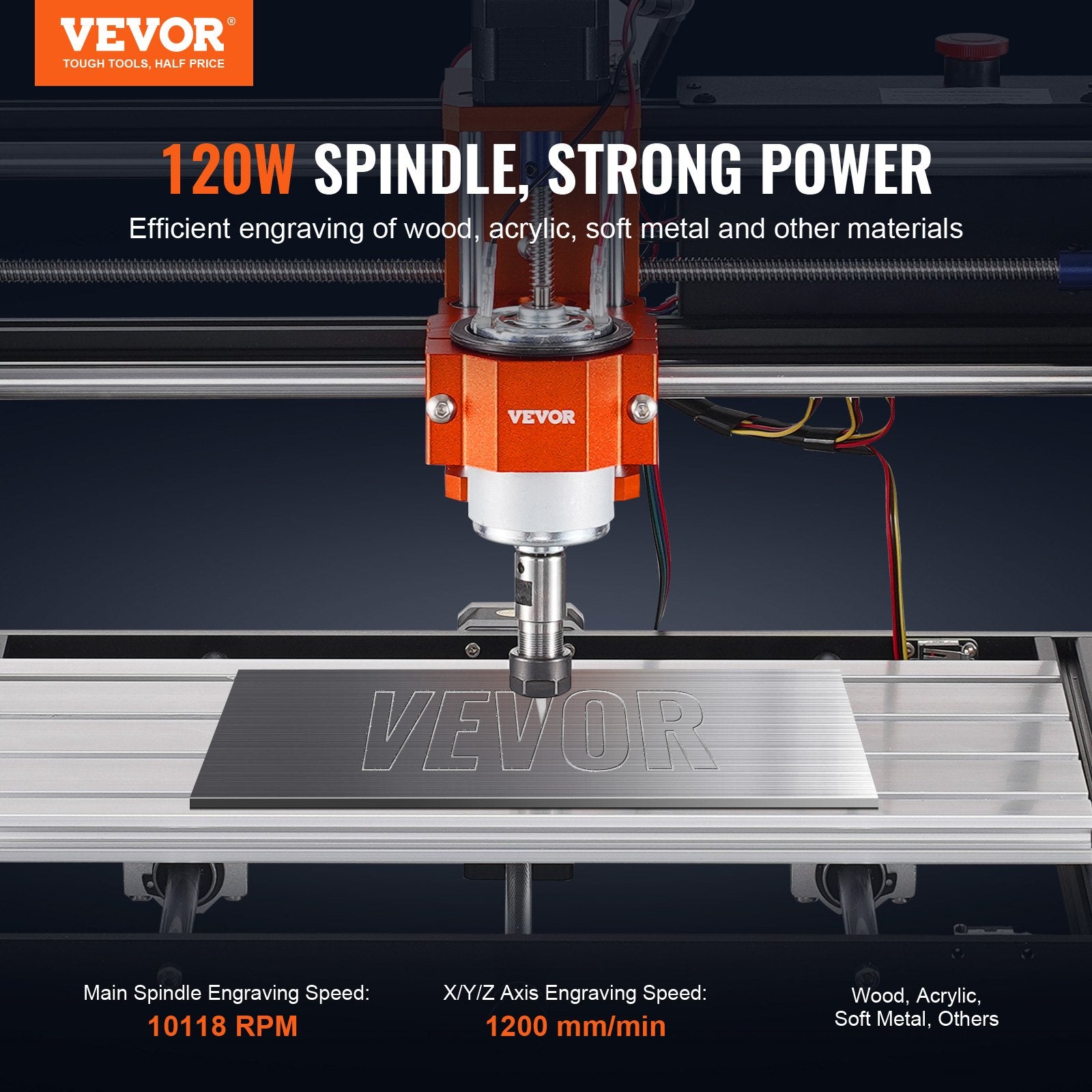 CNC Router Machine, 120W, 3 Axis GRBL Control Wood Engraving Carving Milling Machine Kit, 11.81 x 7.87 x 2.83 V952-SKDKJ3020CMURZ4TWV3