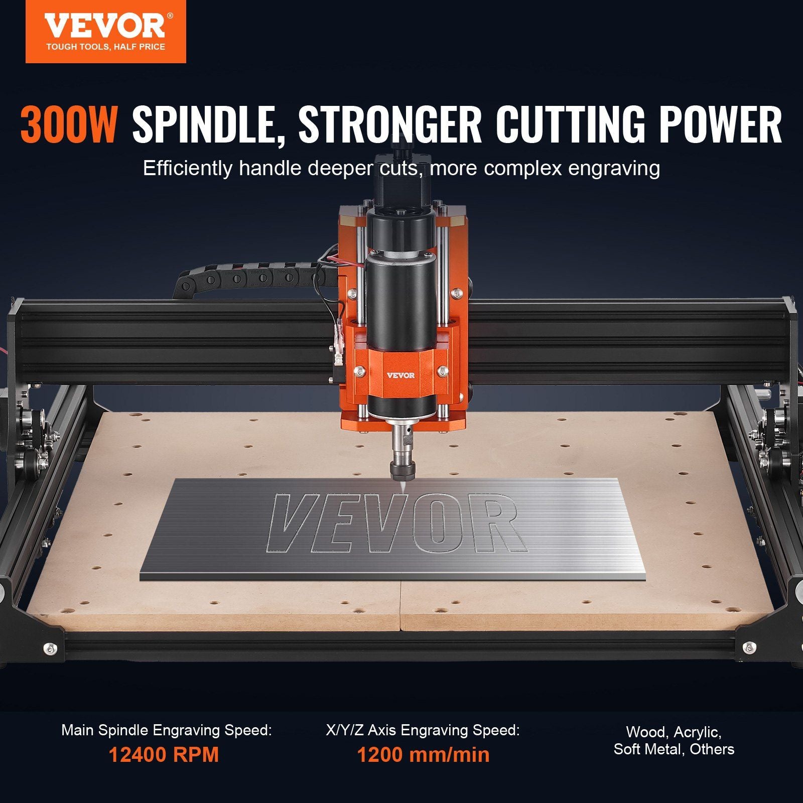 CNC Router Machine, 300W, 3 Axis GRBL Control Wood Engraving Carving Milling Machine Kit, 15.75 x 15.75 x V952-SKDKJ4040CM04TPDJV3