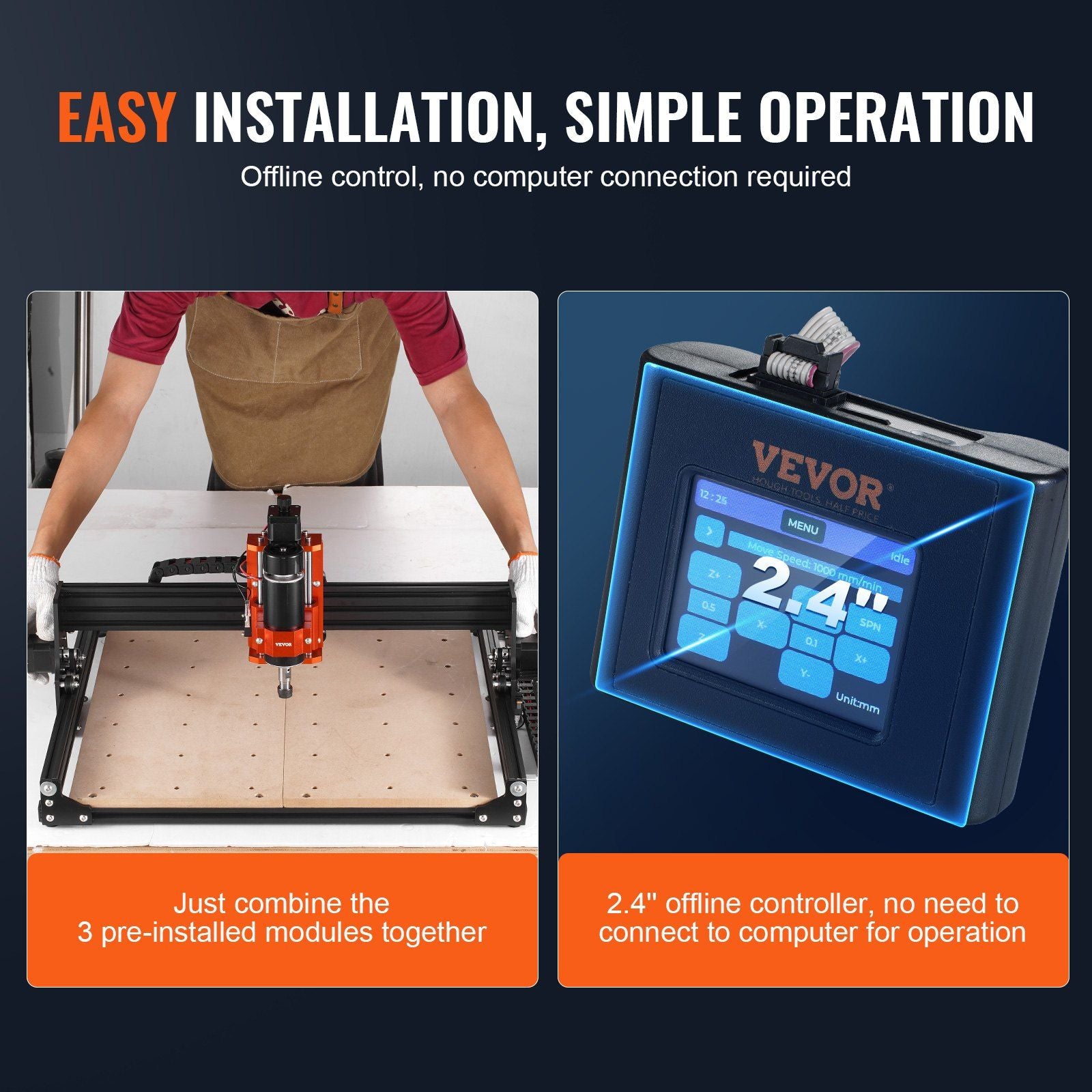 CNC Router Machine, 300W, 3 Axis GRBL Control Wood Engraving Carving Milling Machine Kit, 15.75 x 15.75 x V952-SKDKJ4040CM04TPDJV3