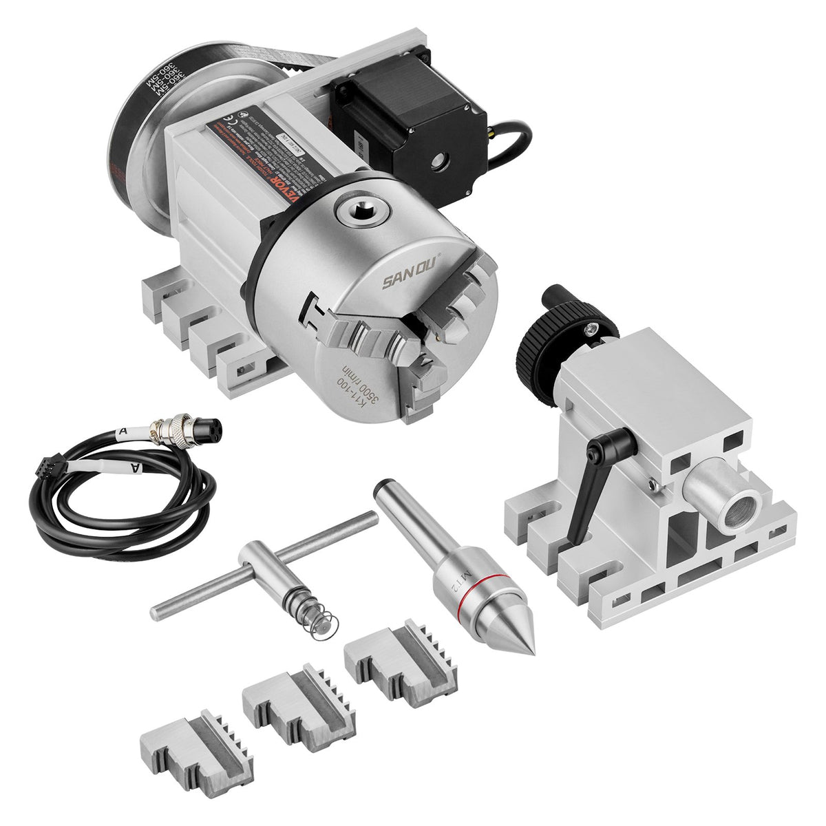 Dividing Head, K11-100mm 3-Jaw Chuck, CNC Router Milling Machine Rotational Axis 4th Axis A Axis Indexing V952-SKFDT3ZKP65M9AYZOV9
