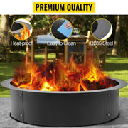 Outdoor Fire Pit Ring 106cm BBQ Table Grill Garden Wood Burning Fireplace V952-SKHP42X36X10YC001V0