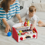 26 PCS Kids BBQ Grill Playset Wooden Cooking Grill Toy Set Pretend Sound V952-SKLWJZHMCTMS7K6GIV0
