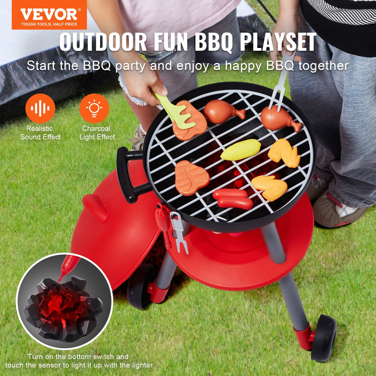 28 PCS BBQ Grill Playset, Kids Toys Kitchen Playset with Sound & Light, Little Chef Play, Interactive Grill V952-SKLWJZHSLLSSDVHZMV9