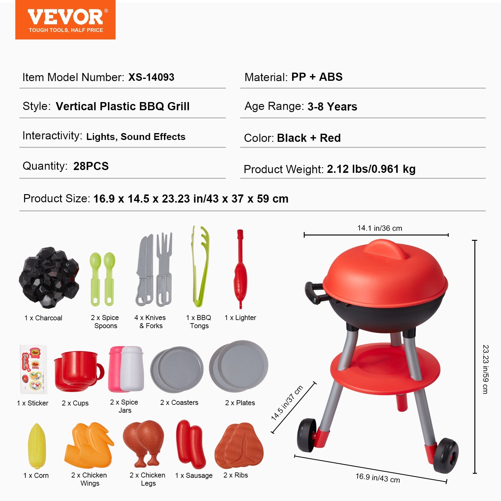 28 PCS BBQ Grill Playset, Kids Toys Kitchen Playset with Sound & Light, Little Chef Play, Interactive Grill V952-SKLWJZHSLLSSDVHZMV9