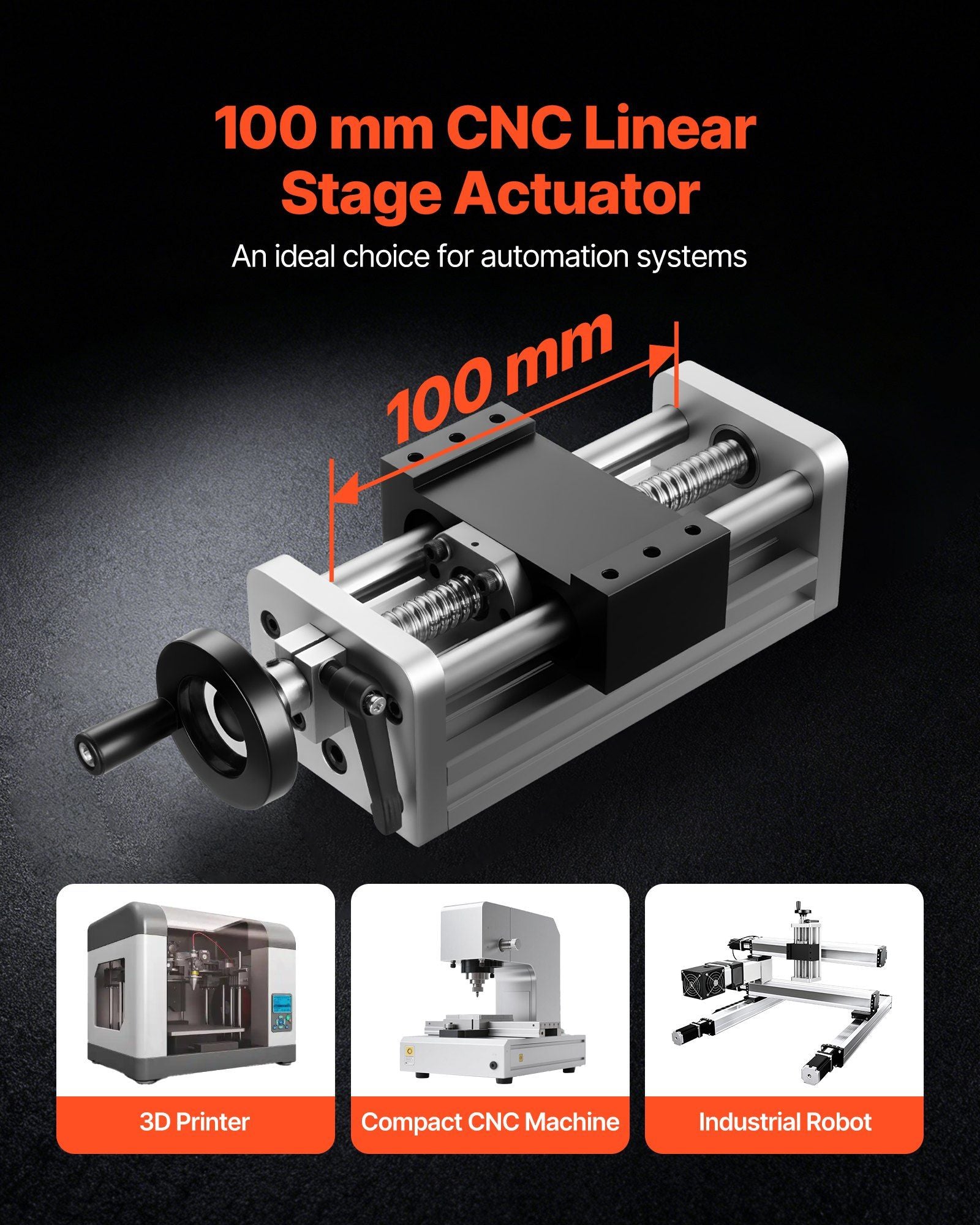 Linear Stage Actuator, 100 mm Effective Stroke, Ball Screw CNC Linear Motion Guide Rail, Double Optical Axis, V952-SKZXBJQDQ16M5684B001V0