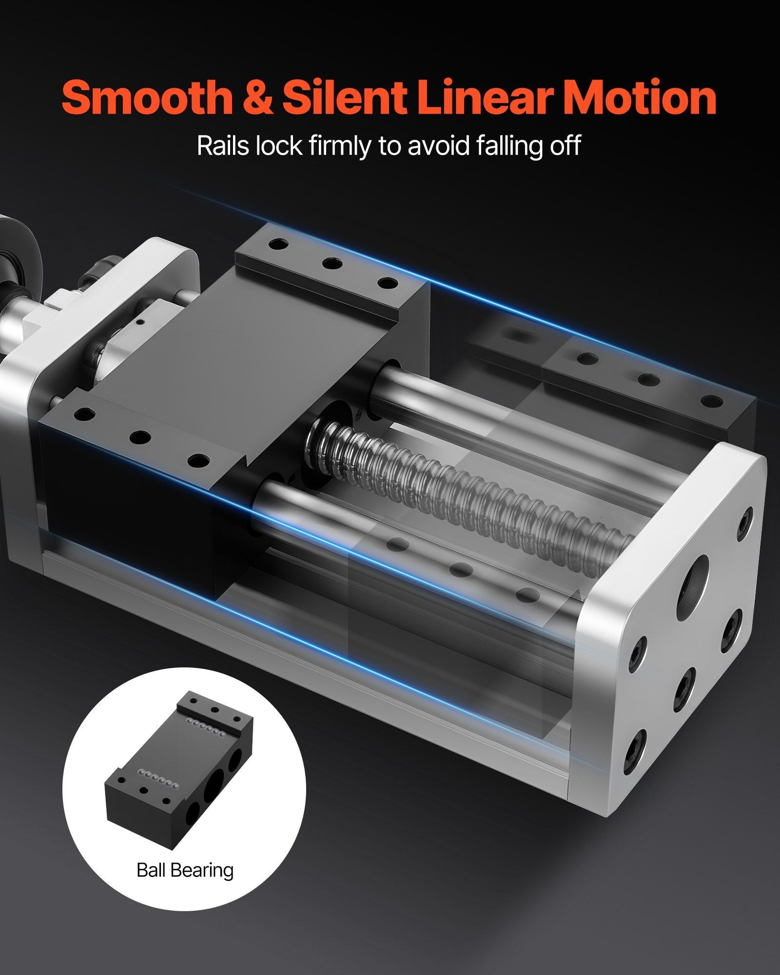 Linear Stage Actuator, 100 mm Effective Stroke, Ball Screw CNC Linear Motion Guide Rail, Double Optical Axis, V952-SKZXBJQDQ16M5684B001V0