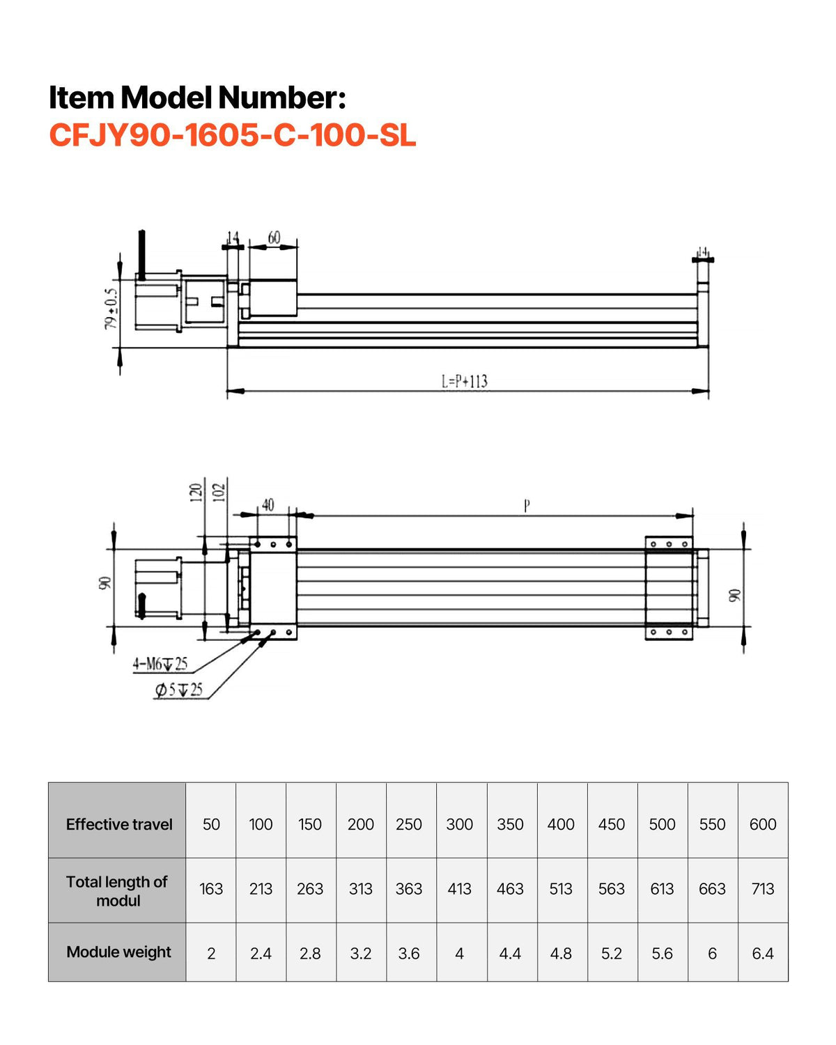 Linear Stage Actuator, 100 mm Effective Stroke, Ball Screw CNC Linear Motion Guide Rail, Double Optical Axis, V952-SKZXBJQDQ16M5684B001V0