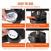 Button Maker Machine, 1/1.25/2.28 inch(25/32/58mm) 3-in-1 Pin Maker, Installation-Free Badge Punch Press Kit, V952-SL253258MM300D5JWV0