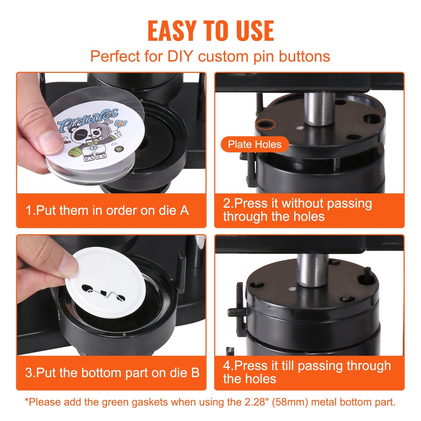 Button Maker Machine, 1/1.25/2.28 inch(25/32/58mm) 3-in-1 Pin Maker, Installation-Free Badge Punch Press Kit, V952-SL253258MM300D5JWV0