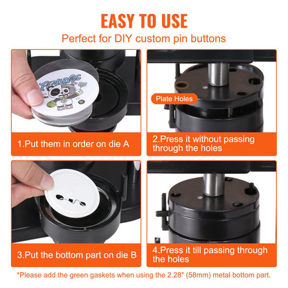Button Maker Machine, 1/1.25/2.28 inch(25/32/58mm) 3-in-1 Pin Maker, Installation-Free Badge Punch Press Kit, V952-SL253258MM300D5JWV0