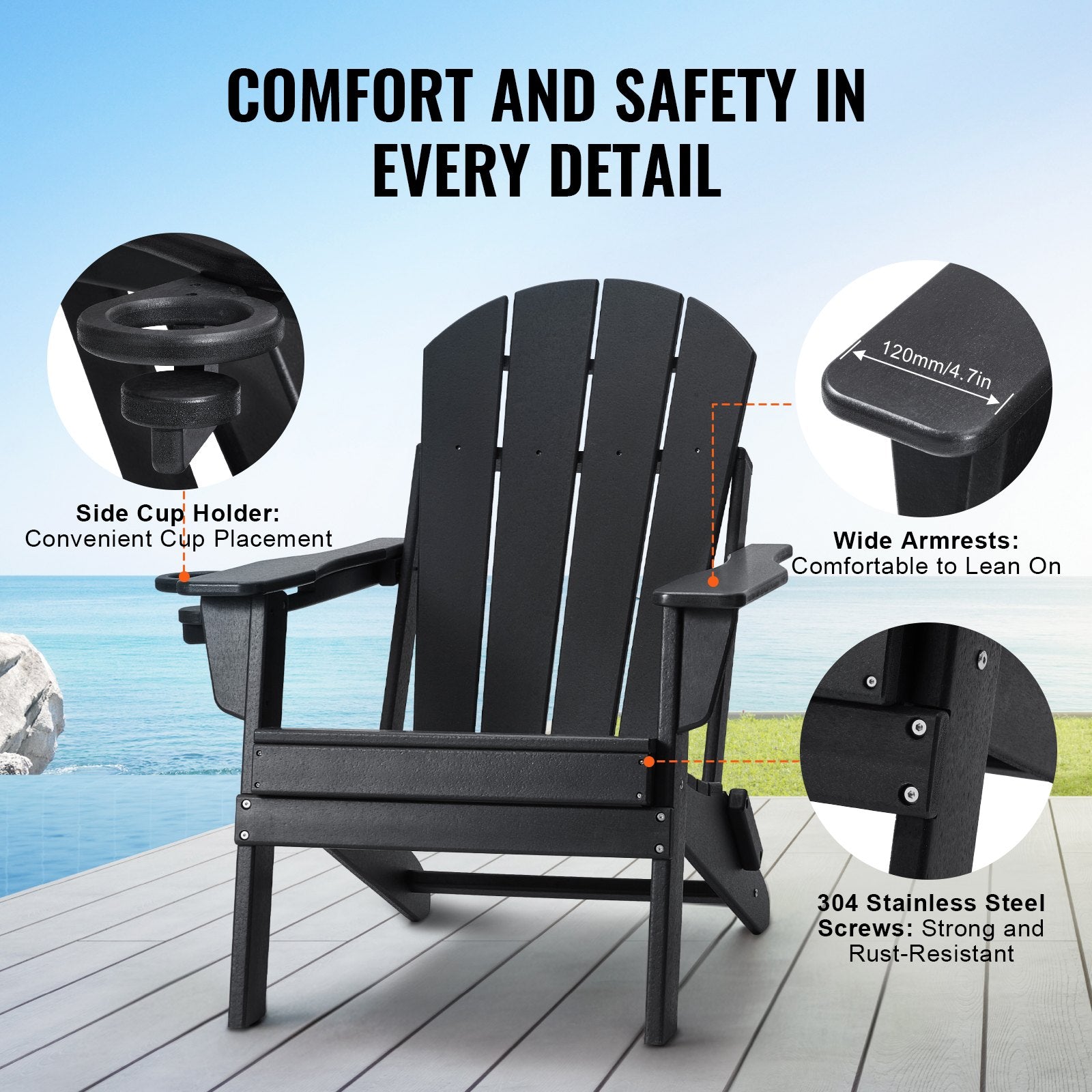 Adirondack Chair Plastic, Set of 2 All-Weather Portable Folding Fire Pit Chair, Outdoor Adirondack Patio V952-SLADLDKYHSKZ8TB0XV0