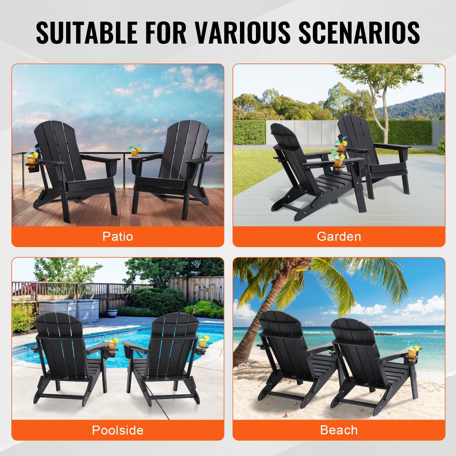 Adirondack Chair Plastic, Set of 2 All-Weather Portable Folding Fire Pit Chair, Outdoor Adirondack Patio V952-SLADLDKYHSKZ8TB0XV0