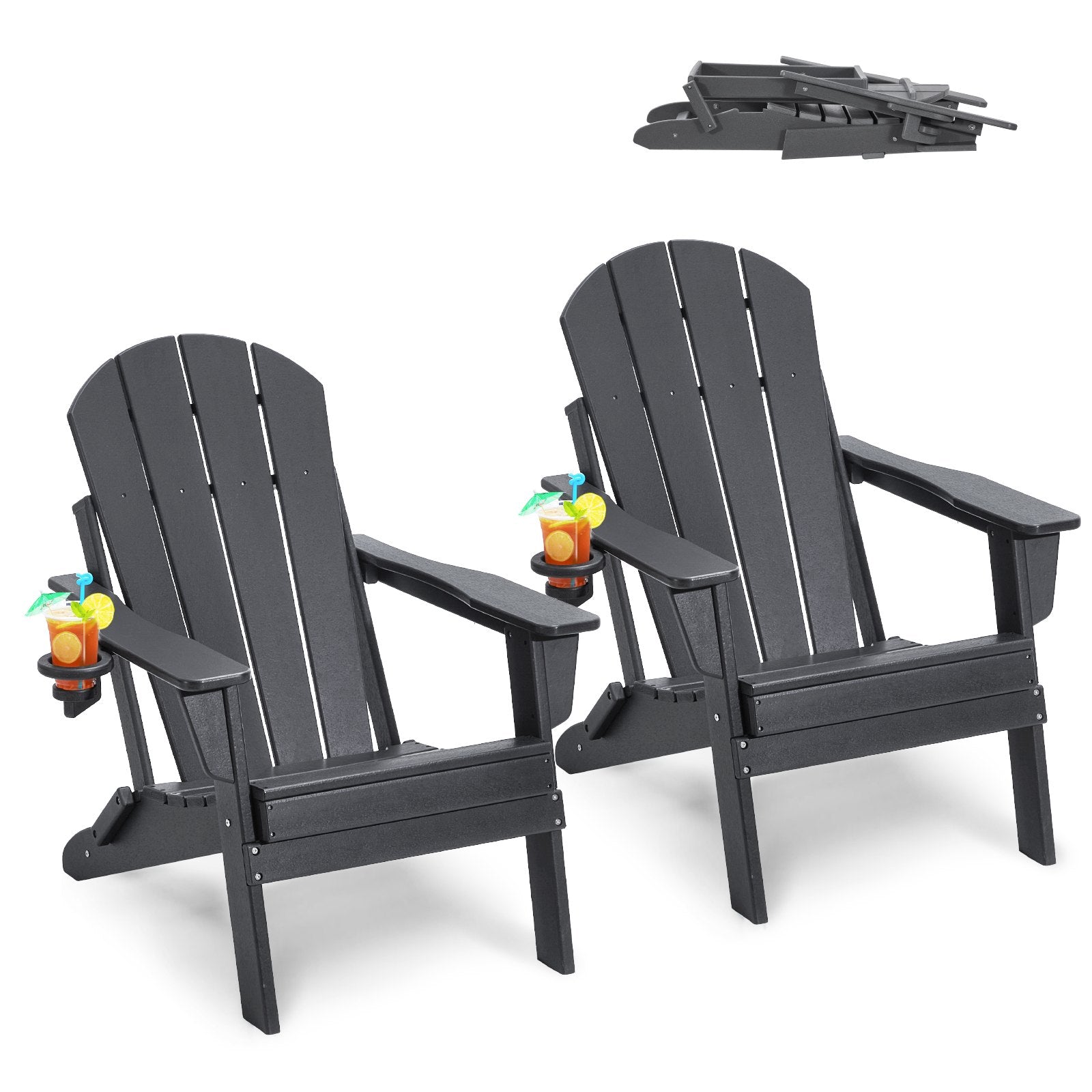 Adirondack Chair Plastic, Set of 2 All-Weather Portable Folding Fire Pit Chair, Outdoor Adirondack Patio V952-SLADLDKYHSKZUB86TV0